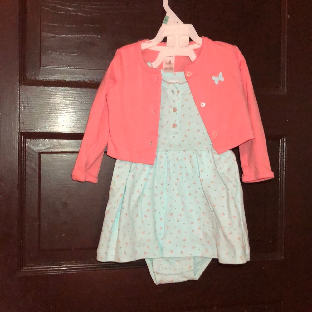 Carter’s dress with matching cardigan size 12 m